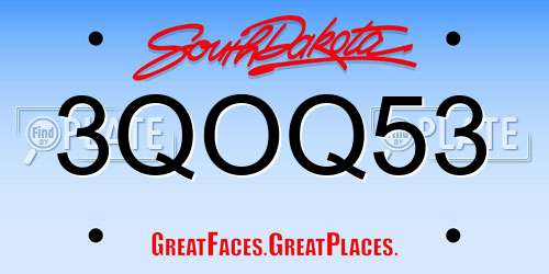 3QOQ53 South Dakota License Plate