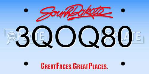 3QOQ80 South Dakota License Plate