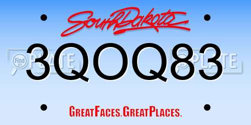 3QOQ83 South Dakota License Plate