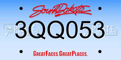 3QQ053 South Dakota License Plate
