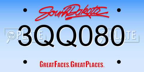 3QQ080 South Dakota License Plate