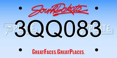 3QQ083 South Dakota License Plate