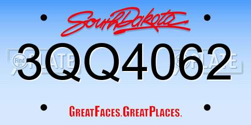 3QQ4062 South Dakota License Plate