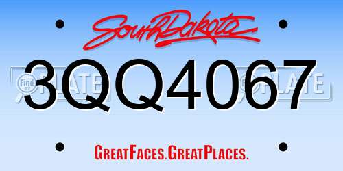 3QQ4067 South Dakota License Plate