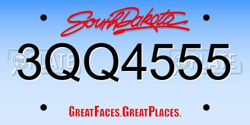 3QQ4555 South Dakota License Plate