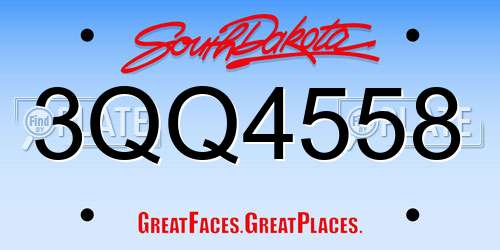 3QQ4558 South Dakota License Plate