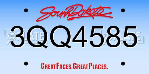 3QQ4585 South Dakota License Plate