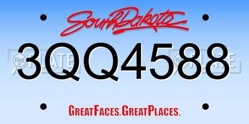 3QQ4588 South Dakota License Plate