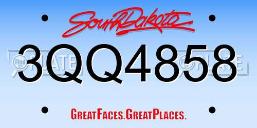 3QQ4858 South Dakota License Plate