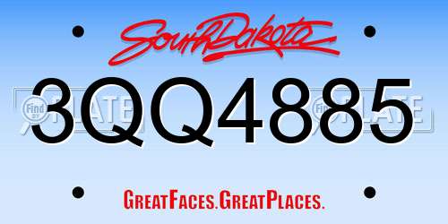 3QQ4885 South Dakota License Plate