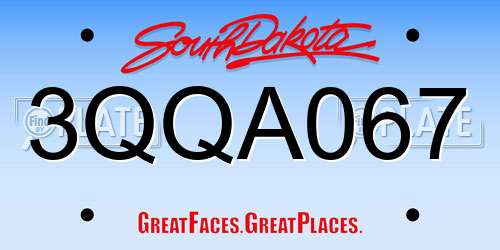 3QQA067 South Dakota License Plate
