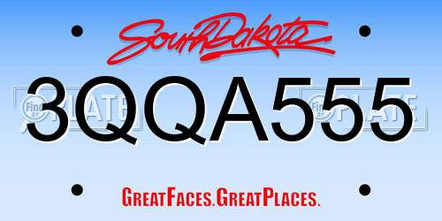 3QQA555 South Dakota License Plate