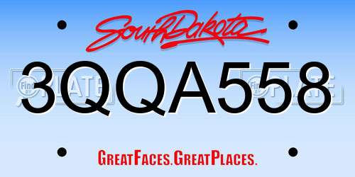 3QQA558 South Dakota License Plate