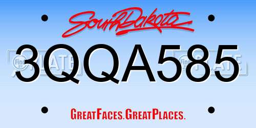 3QQA585 South Dakota License Plate