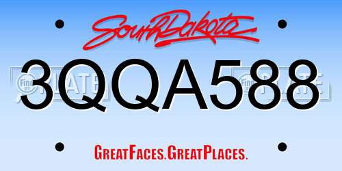 3QQA588 South Dakota License Plate