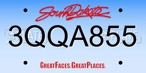 3QQA855 South Dakota License Plate
