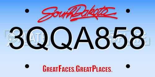3QQA858 South Dakota License Plate