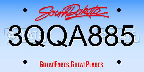 3QQA885 South Dakota License Plate