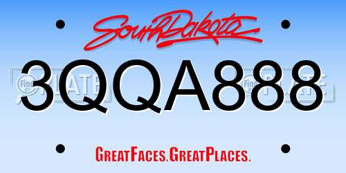 3QQA888 South Dakota License Plate