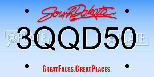 3QQD50 South Dakota License Plate