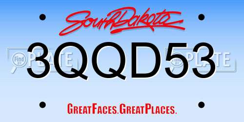 3QQD53 South Dakota License Plate