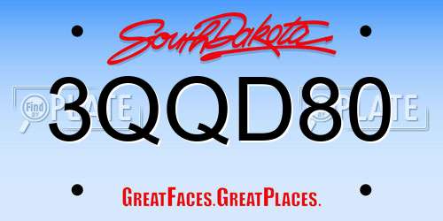 3QQD80 South Dakota License Plate