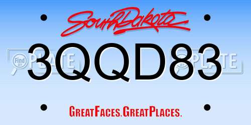 3QQD83 South Dakota License Plate