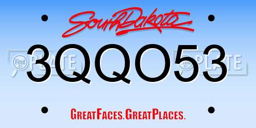 3QQO53 South Dakota License Plate