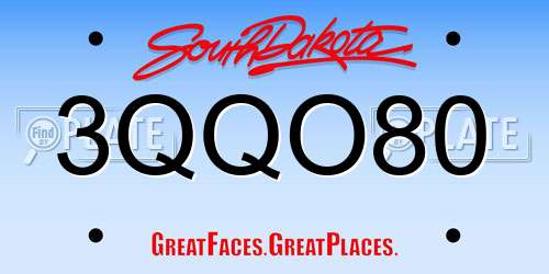 3QQO80 South Dakota License Plate