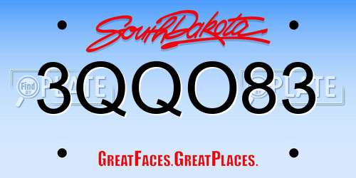 3QQO83 South Dakota License Plate