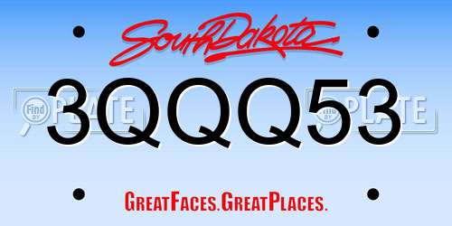 3QQQ53 South Dakota License Plate