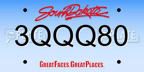 3QQQ80 South Dakota License Plate