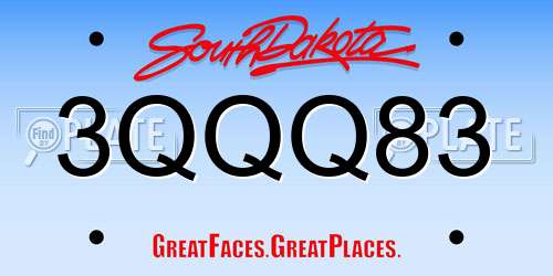 3QQQ83 South Dakota License Plate