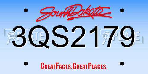 3QS2179 South Dakota License Plate