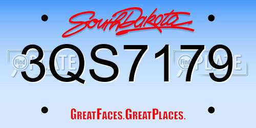 3QS7179 South Dakota License Plate