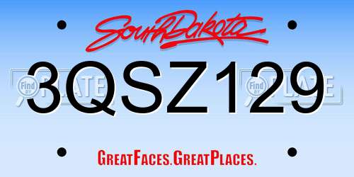 3QSZ129 South Dakota License Plate