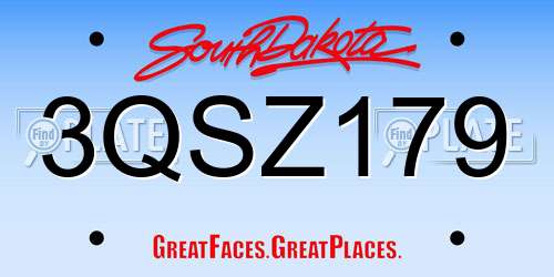 3QSZ179 South Dakota License Plate