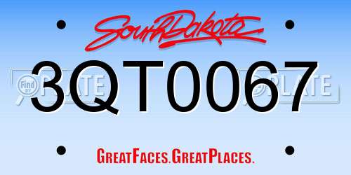 3QT0067 South Dakota License Plate