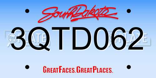 3QTD062 South Dakota License Plate