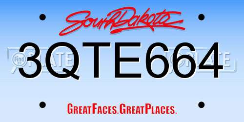 3QTE664 South Dakota License Plate