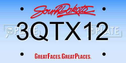 3QTX12 South Dakota License Plate