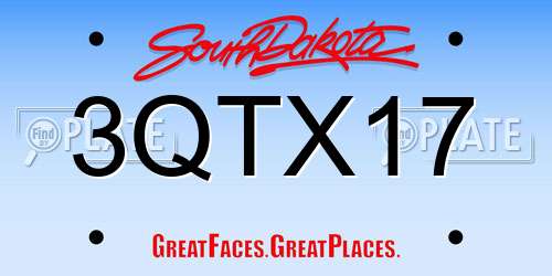 3QTX17 South Dakota License Plate
