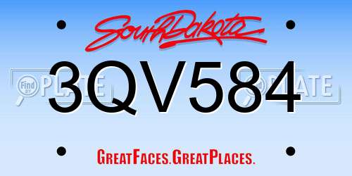 3QV584 South Dakota License Plate