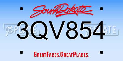 3QV854 South Dakota License Plate