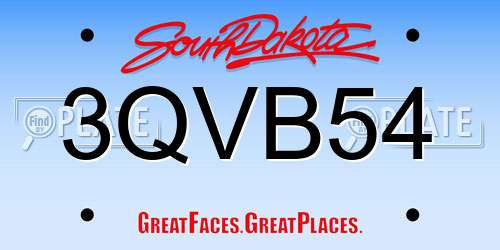 3QVB54 South Dakota License Plate
