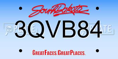 3QVB84 South Dakota License Plate