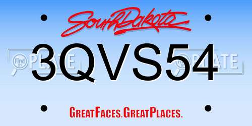3QVS54 South Dakota License Plate