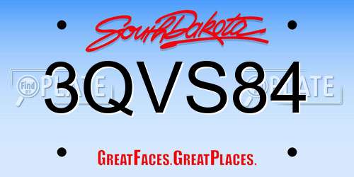 3QVS84 South Dakota License Plate