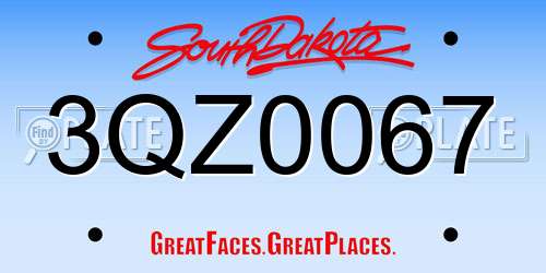3QZ0067 South Dakota License Plate