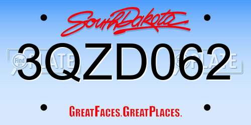 3QZD062 South Dakota License Plate
